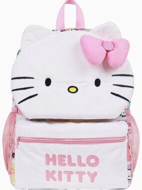 Hello Kitty Plush Face Laptop Backpack - School Travel Bag